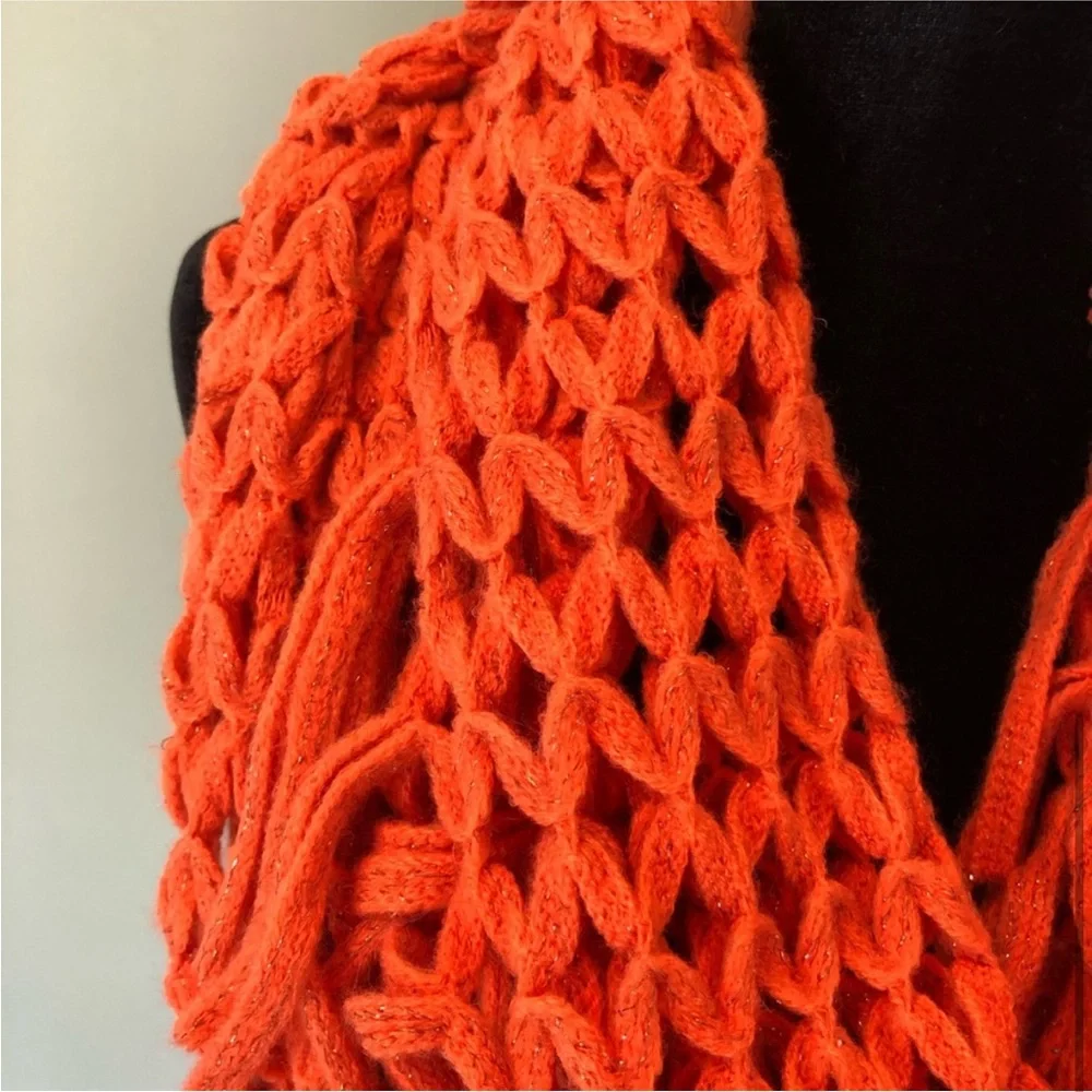 Steve Madden Orange Metallic Fringe Infinity Scarf